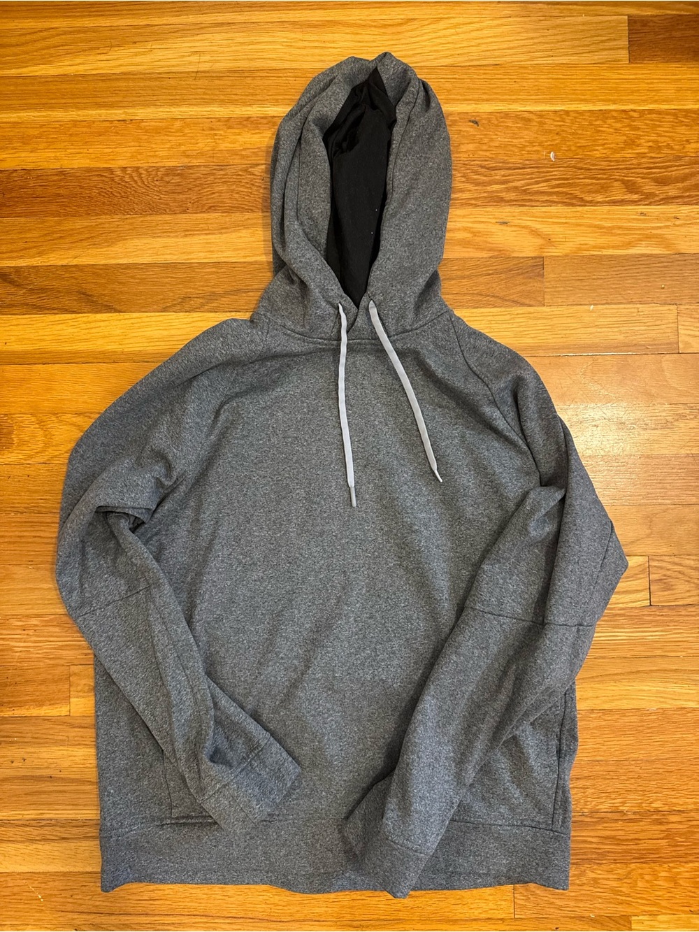 Men's Gray Pullover Hoodie - Classic Lightweight Sweatshirt L